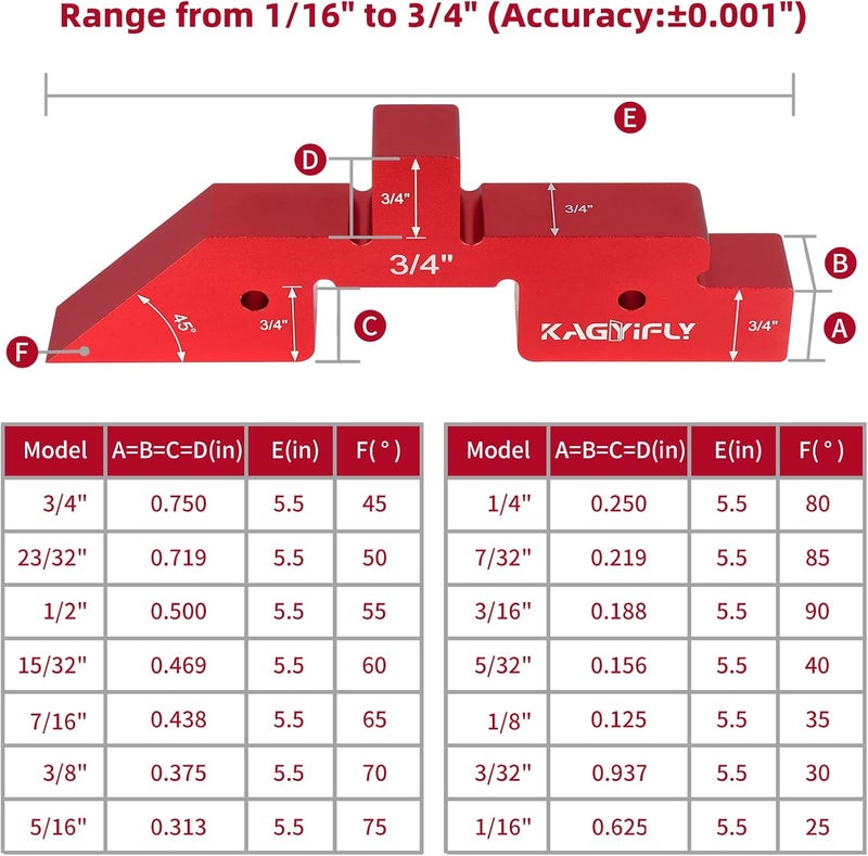 KAGYIFLY Setup Blocks Woodworking, 14pcs Aluminum Setup Blocks Height Gauge Set for Router Table Saw and Angle Measure Set up (Each Setup Bars has Different Thickness) - Image 5